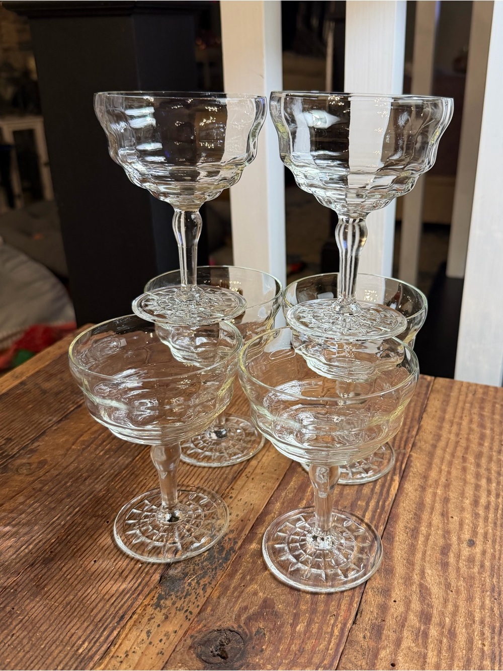 Vintage Clear Coupe Cocktail Glasses - Set of 6